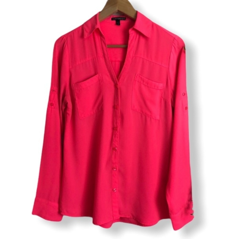 Express button down brightly pink petite S